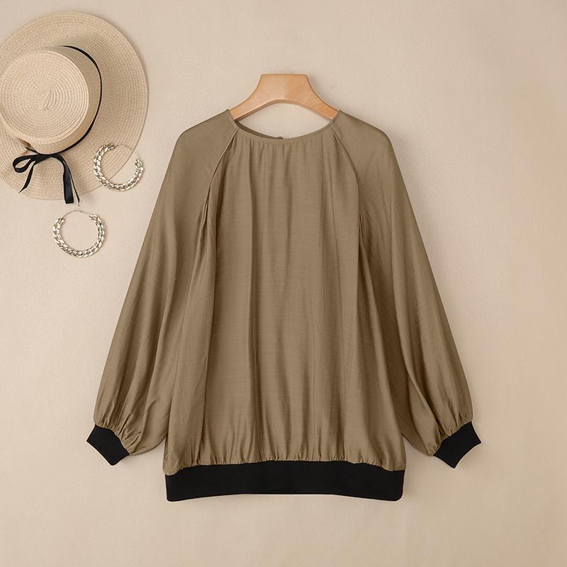 ZANZEA Women Casual Round Neck Loose Long Sleeve Cover Up Blouse