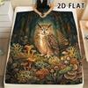 1Pc Mystic Moon Owl Print Flannel Blanket,High Quality Comfortable for All Seasons,Home Decor,Warmth and Comfort,Perfect for Christmas Gifts