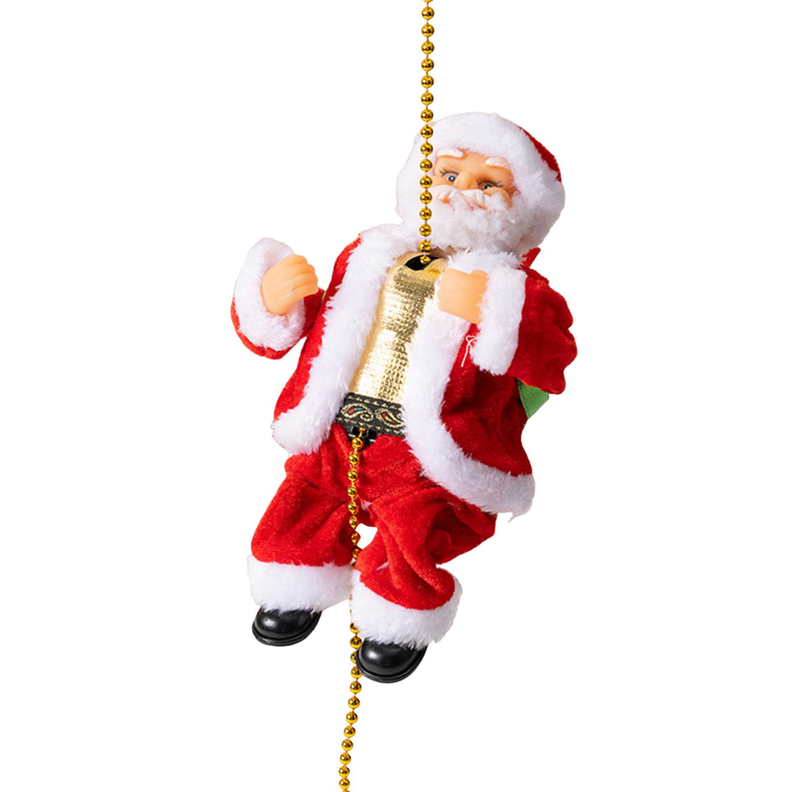 Climbing Santa Claus on Rope Climbs Up and Down Musical Christmas Tree Ornament for Christmas Tree Windows Walls Garden