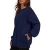 Damen Freizeit Rundhals Sweatshirt Mit Taschen Locker Langarm Oberteil