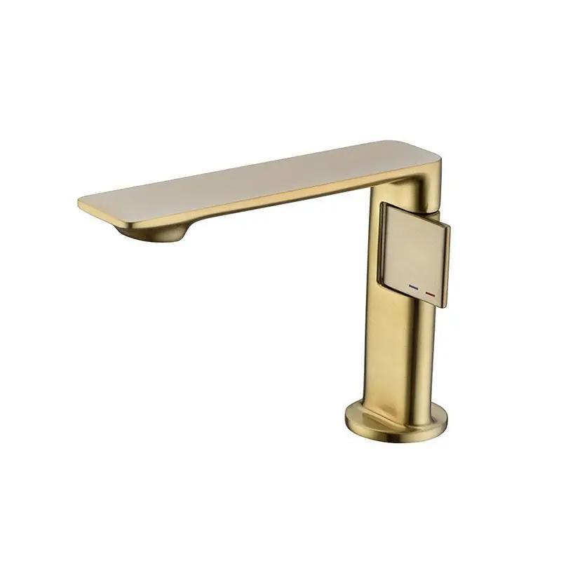 Brushed Gold Uncoated Brass Basin Mixer Tap Bathroom Faucets Basin Faucet (gold,Brass) золотой