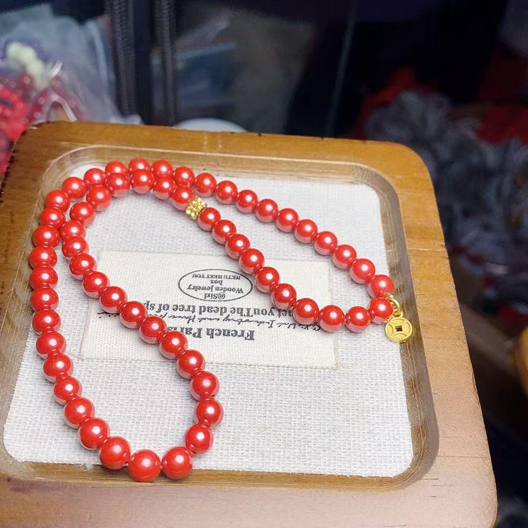 Women s Cinnabar Zodiac Lucky Bead Bracelet with Coin & Double Circle Charm