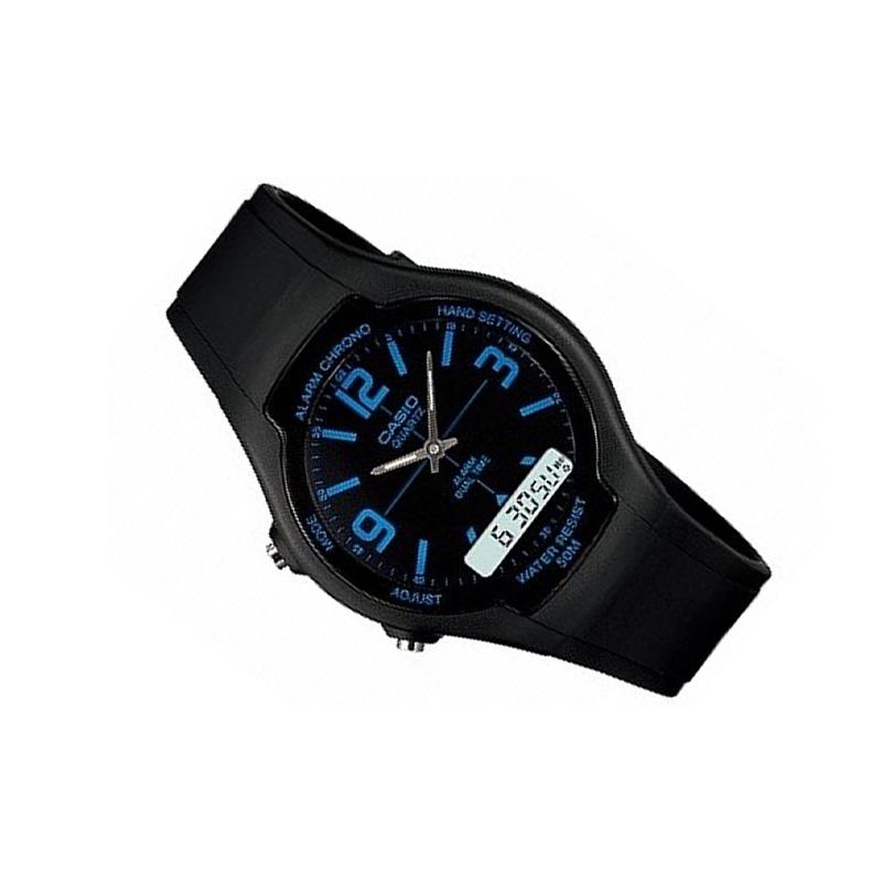 Casio STANDARD Series Retro Classic Classic Pointer Dual Display Multi-Function Movement Quartz Movement Rubber Strap Japanese and Korean AW-90H-2B