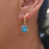 Trendy Blue Square Zircon Drop Earrings for Women Fashion Gold Color Earring Jewelry Party Accessories