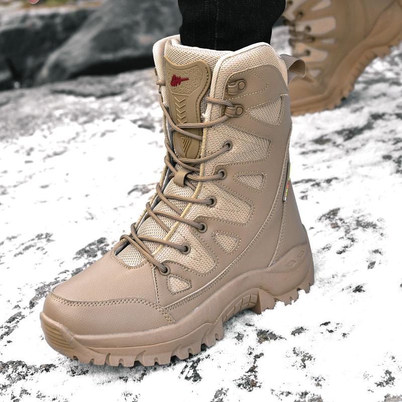 Tall cotton boots winter boots high top thickened velvet cotton shoes outdoor mountaineering snow boots