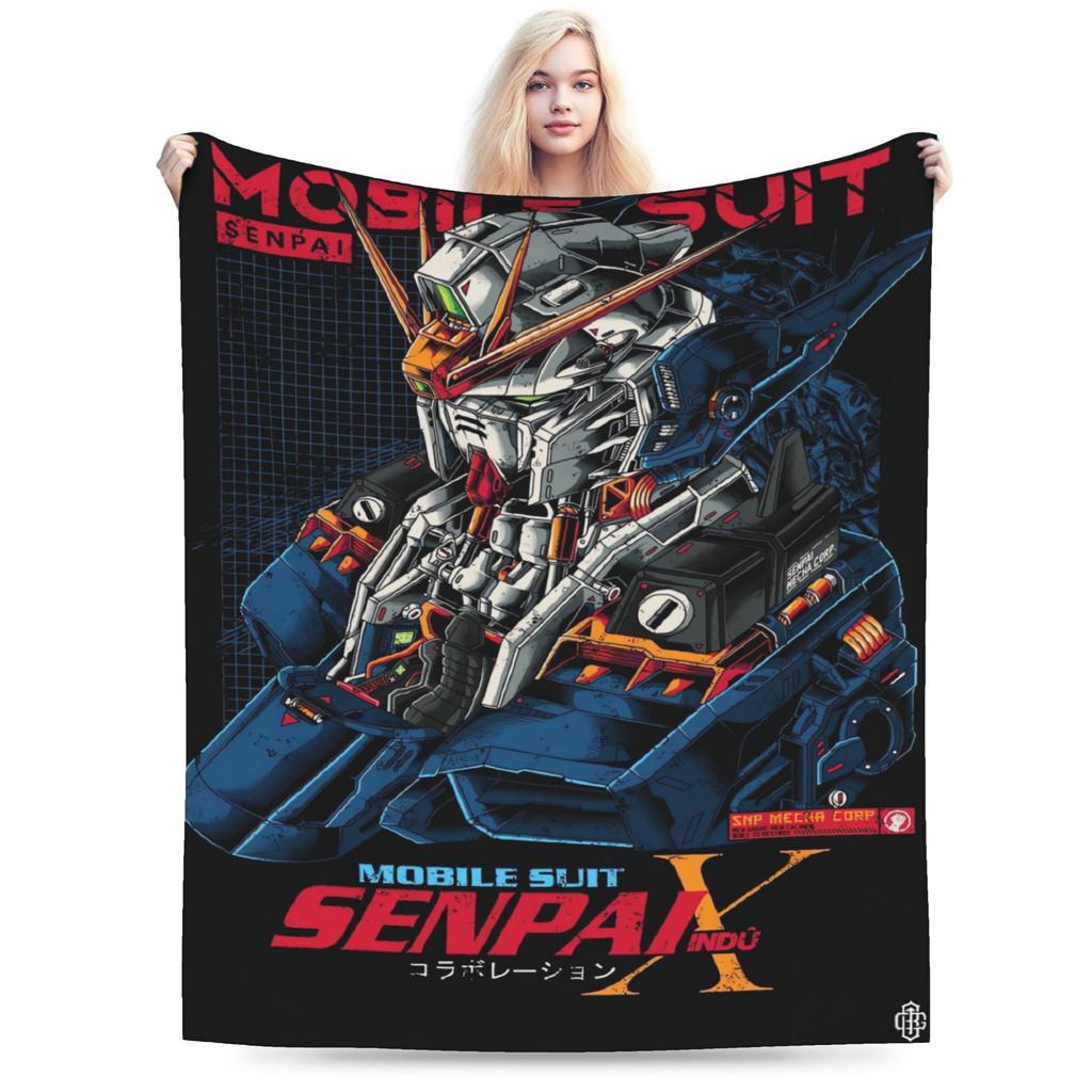 Gundam Robot Anime Blanket Quality Super Soft  Throw Blanket Winter Boy Girl Home Decor Graphic Bedspread