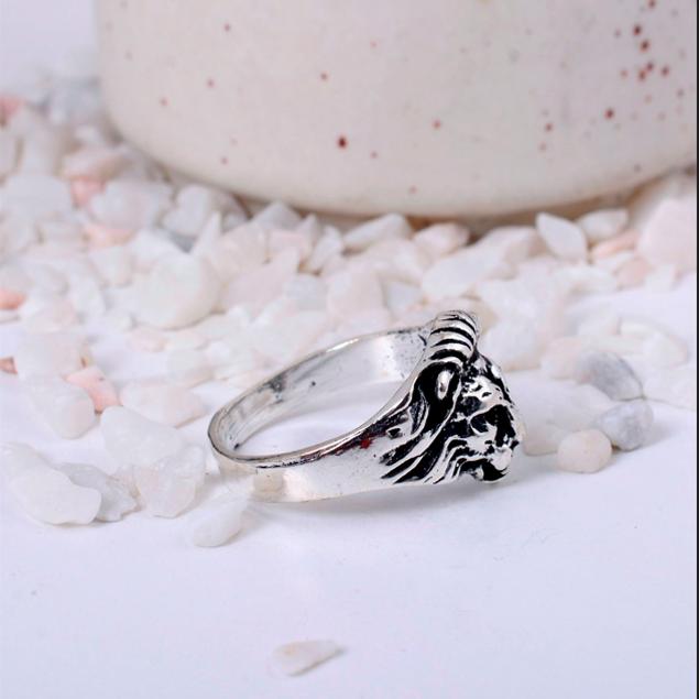 Lion Head Silver Plated Statement Ring | Roaring Lion Brass Biker Jewelry for Men & Women | Strength & Power Gift
