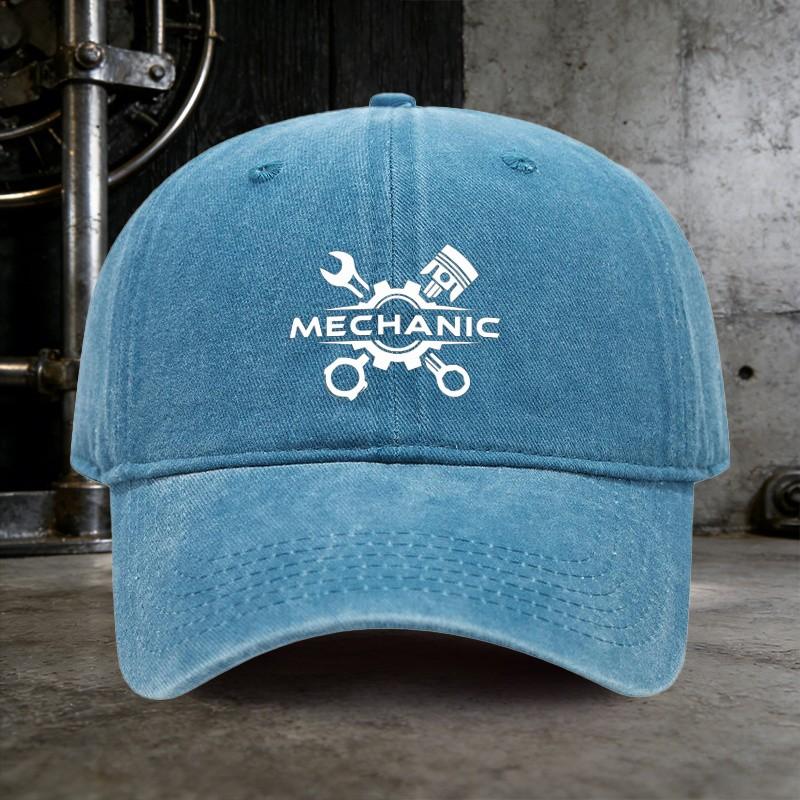 Berretto da Baseball Lavato Grafica Meccanico Denim per Esterno Protezione Solare Visiera Curva per Unisex