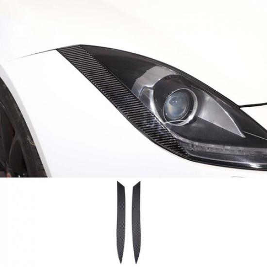 2PCS Carbon Fiber Headlight Eyebrow Trim Sticker Fit For Jaguar F-TYPE 2013-
