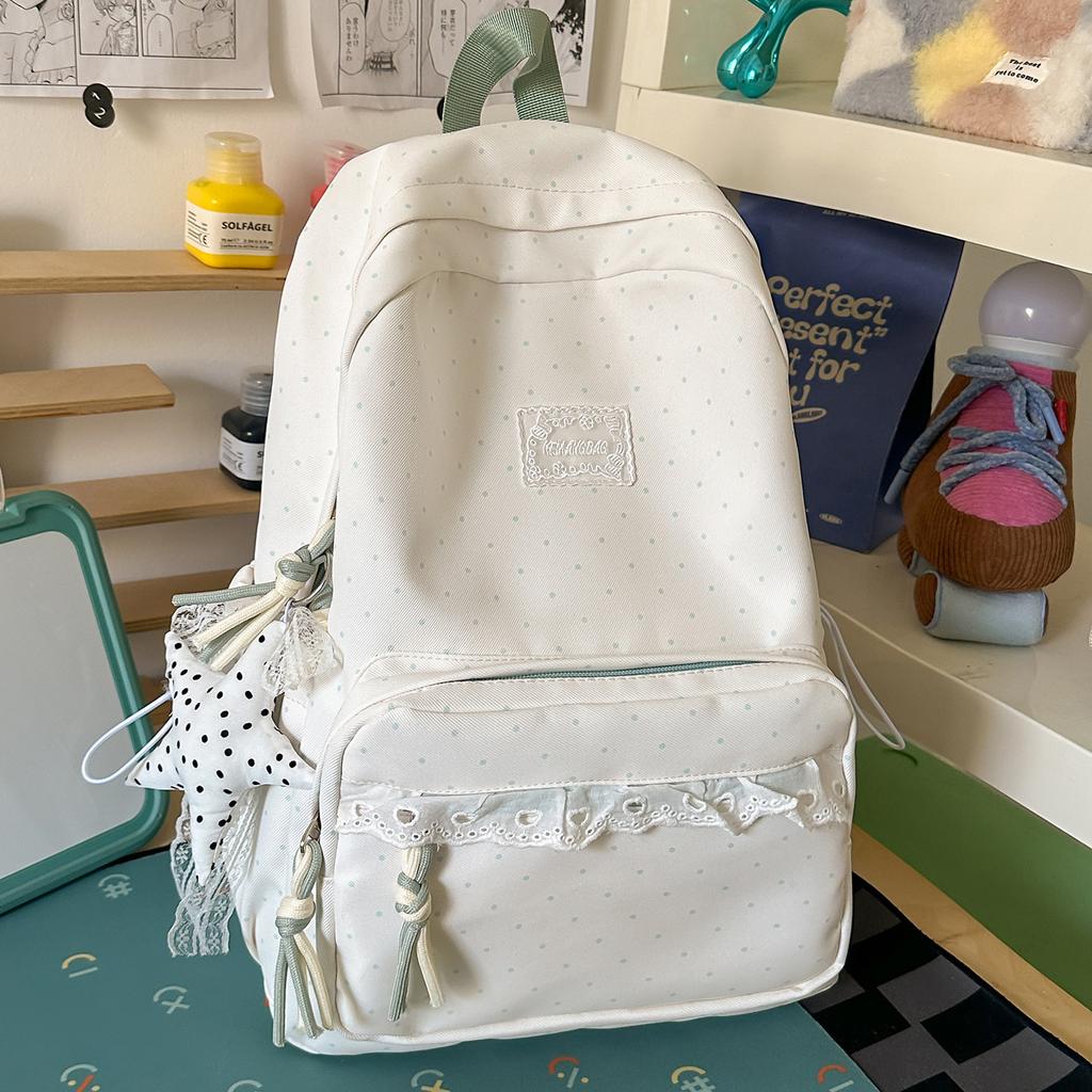 Schoolbag Korean Cream Wind Lace Girl Sweet Backpack Elementary School Student Versatile School Travel Lightweight School Bag Girl