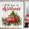 Christmas truck Shower Curtain, Christmas Bathroom Curtain Decoration With Hook Fabric Christmas Gift Curtain, with Hooks