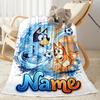 Bluey's Adventure World Customize Your Name Blanket Throw Personalized Blanket Warmthful Decor for Bed Living Room Bedding Chair Four Seasons Universa