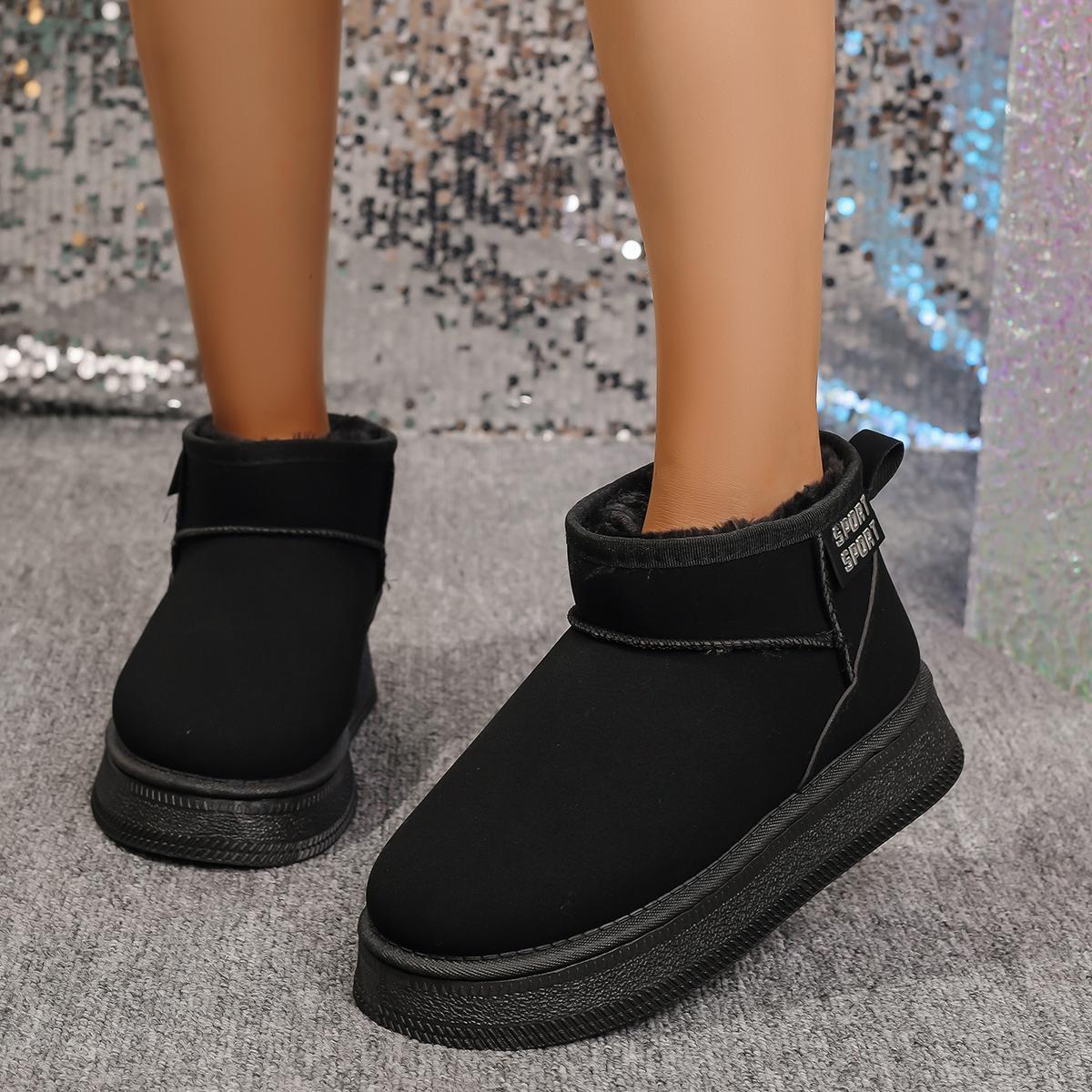 

Женские зимние ботинки на твердой платформе из искусственной замши, осенне-зимние теплые туфли-лодочки, большой размер 44, хлопковые туфли без застежек 42 чёрный