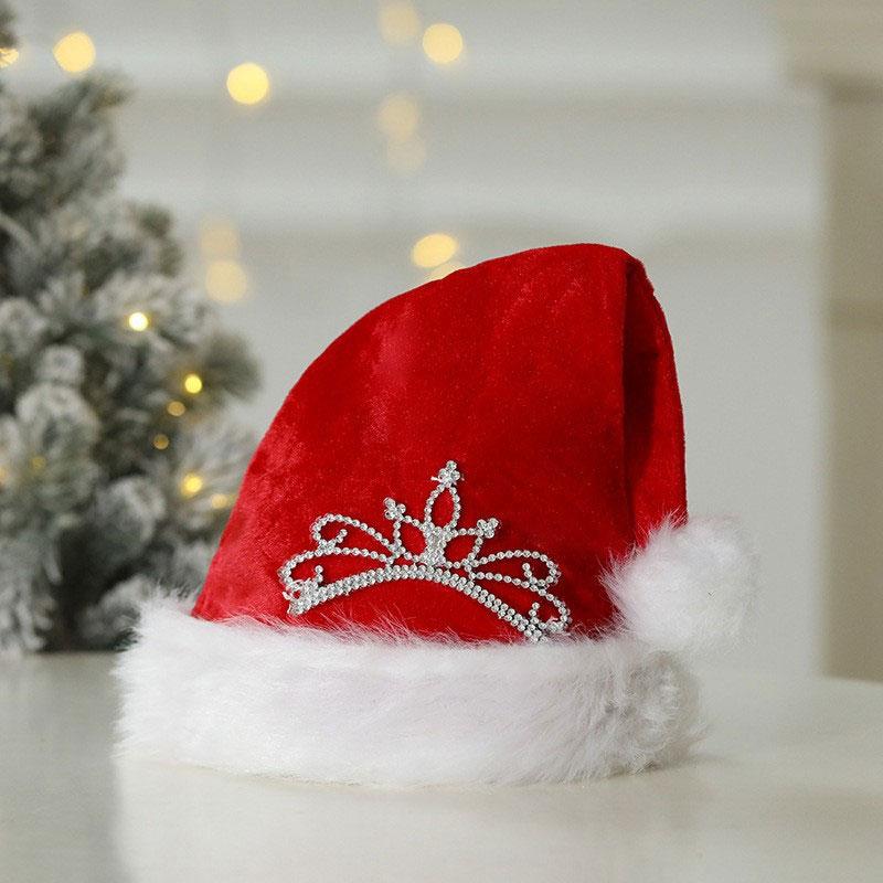 1pc Glitter For Adult with Long Fluffy Solid Color Santa Claus Hat Kids Sequin
