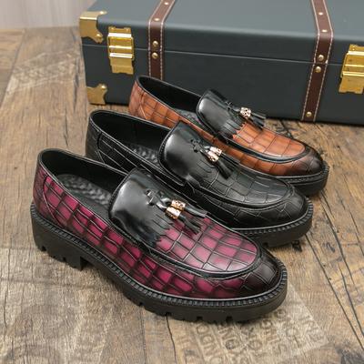 Sapatos Mocassins Masculinos de Solado Grosso Negócios Casuais Confortáveis Respiráveis Antiderrapantes de Couro Sapatos de Banquete Sociais Tamanho Masculino 38-45