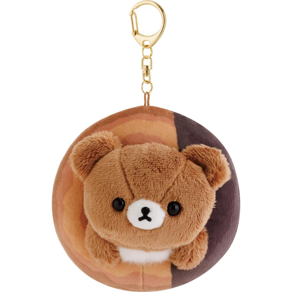 San-X Rilakkuma "Rilakkuma x Mister Donut" Hanging Plush Toy, Chairoikoguma (Chocolate Fashion), MV27001, H110 x W100 x D110mm