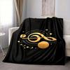 1Pc Golden Music Notes Blanket Soft And Comfortable Casual Warm Camping Travel Christmas Halloween Xmas Gift Em92817