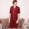 Silk Couple Pajamas Set: Ice Silk, Short Sleeve, Plus Size for Men & Women, Spring/Autumn
