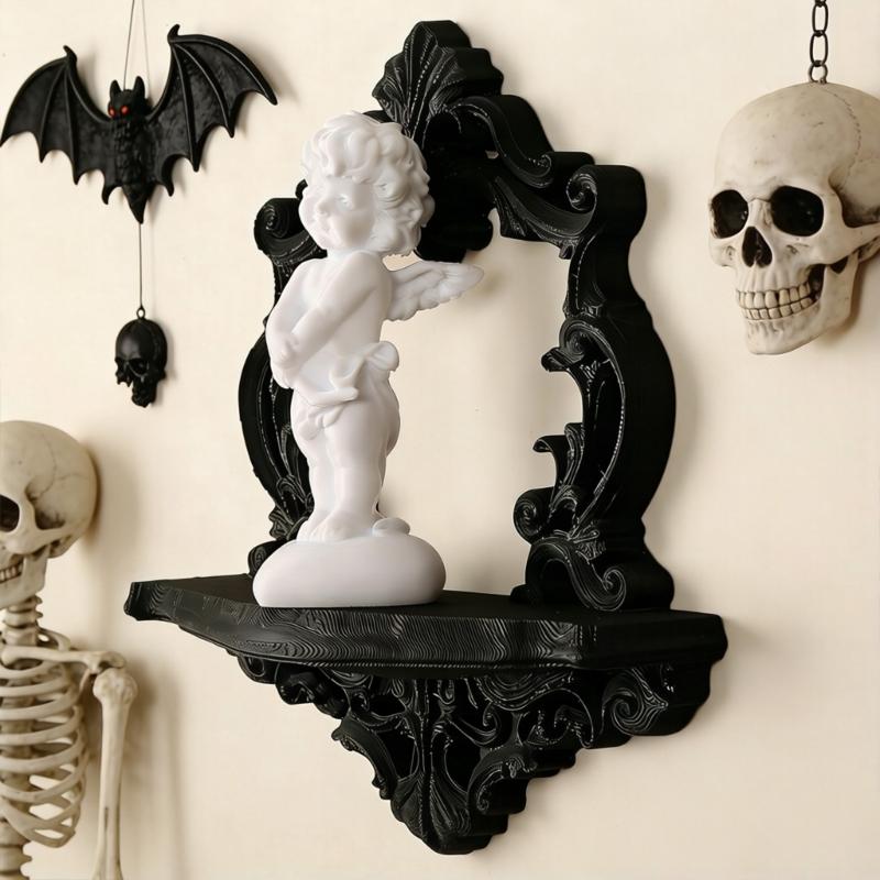 Antique Decorative Shelf Victorian Ornate Plastic Hollow Flower Carving Wall Mounted Shelf For Books Plant And Display