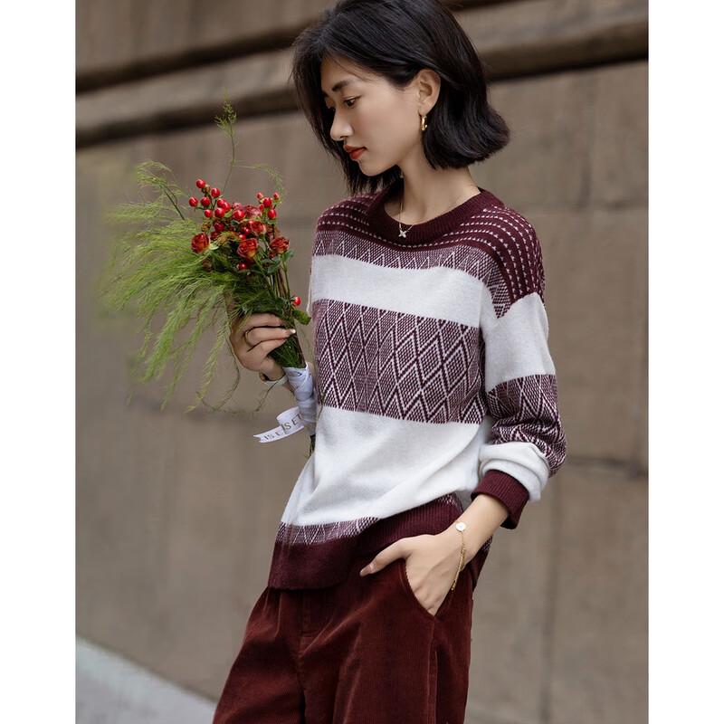 Demana Women's 100% Merino Wool Jacquard Knit Sweater