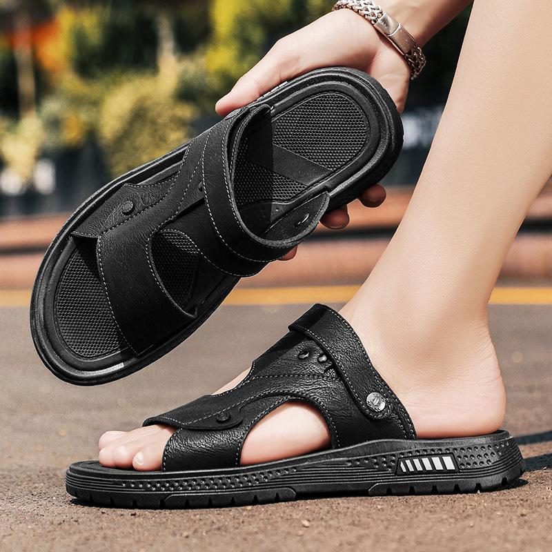Fashion CYYTL Mens Slippers Summer Outdoor Casual Beach Shoes Sandals Walking Slides Comfort Luxury Designer Leather Fashion Lightweight