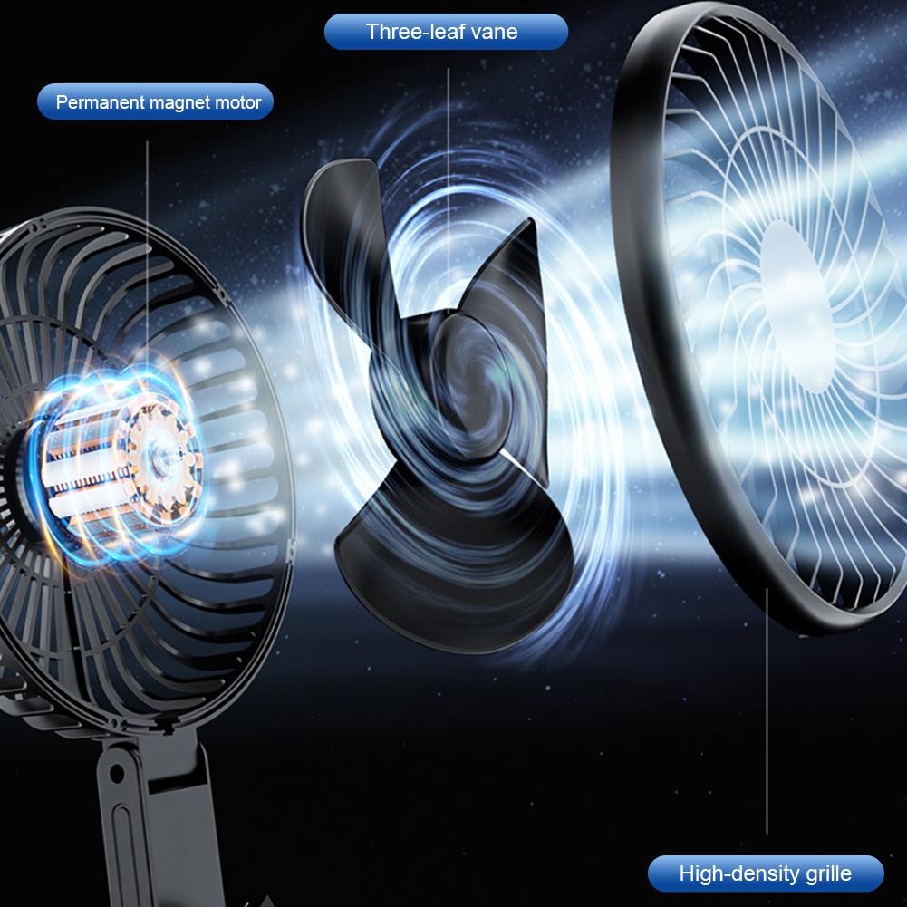 Portable Cordless Fan Rechargeable Personal Desktop Table Fan for Indoor Outdoor Tent Travel BBQ Fishing Jobsite