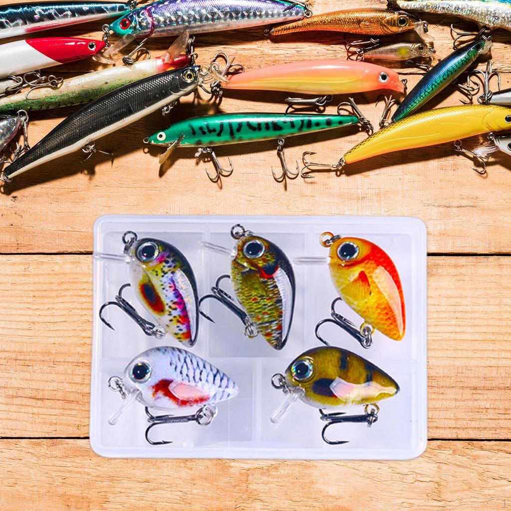 5 Mini Crankbait Fishing Lures 1.5g with Box Artificial Baits Lifelike Swimbait for