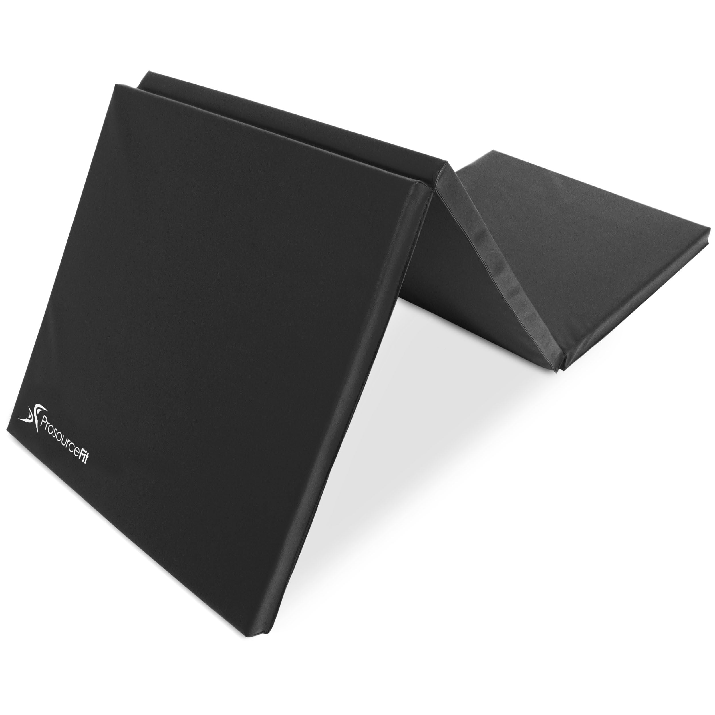 ProsourceFit Трехскладной Толстый Коврик для Упражнений 6 x2  с Ручками для Переноски для ММА, Гимнастики, Тренировок на Корпус, Черный