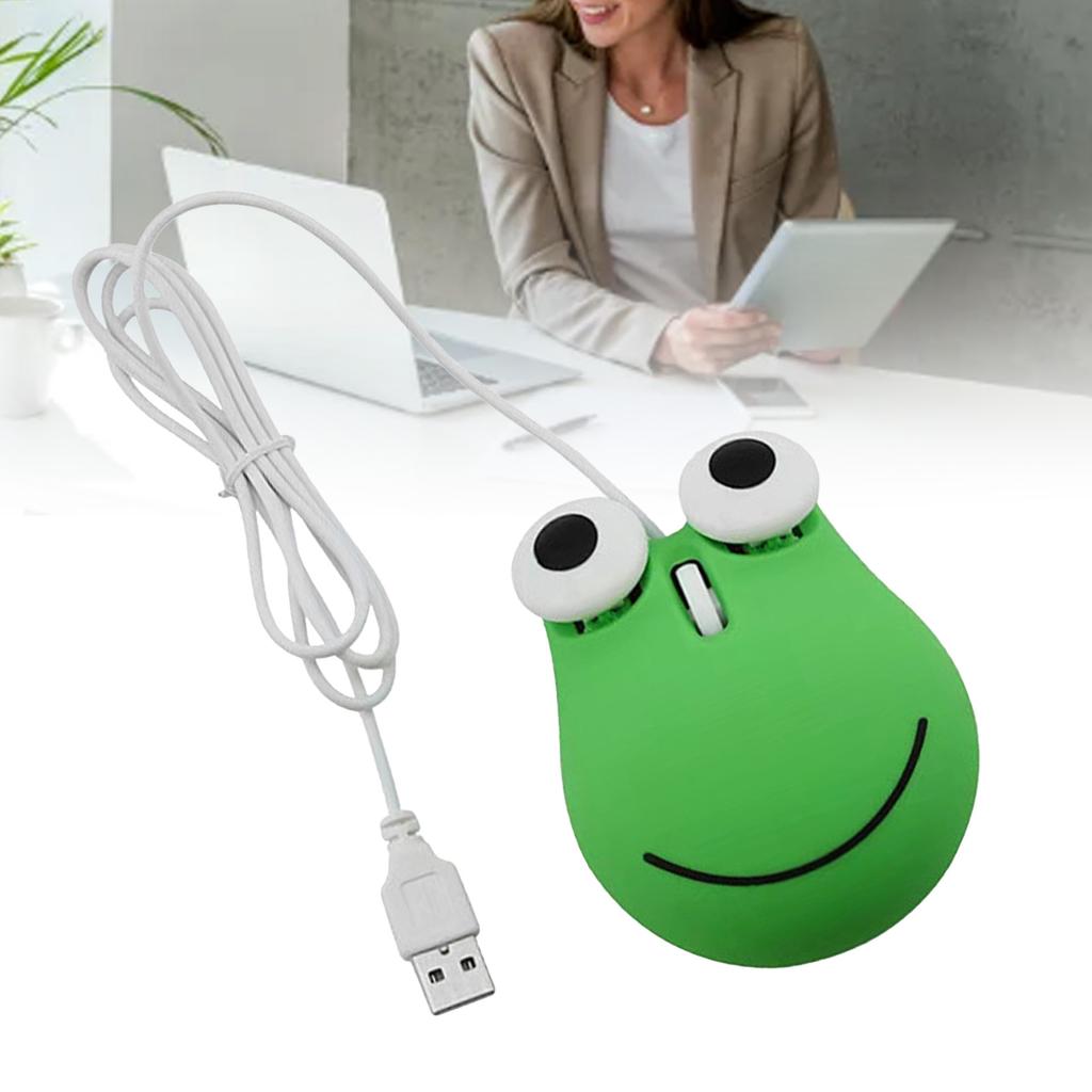 USB Wired Cute Mouse for Kids Ergonomic Design Animal Green Frog Shape Corded Computer Mouse for Laptop PC