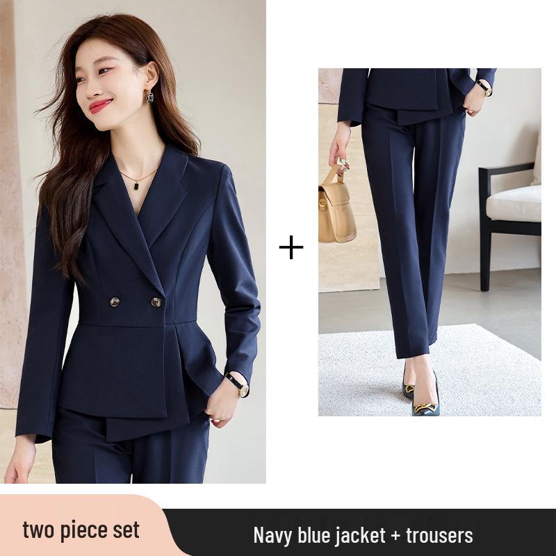 Women's Spring/Autumn Professional Suit Set - Formal Wear for Jewelry Stores, Beauty Salons, Hotel Reception, Cotton-Padded Workwear.