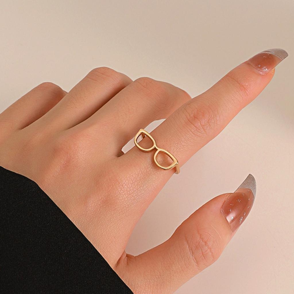 Kreativer Mini-Brillenförmiger Offener Ring Lustiges Neuheits-Sonnenbrillen-Design Verstellbarer Statement-Ring für Paare