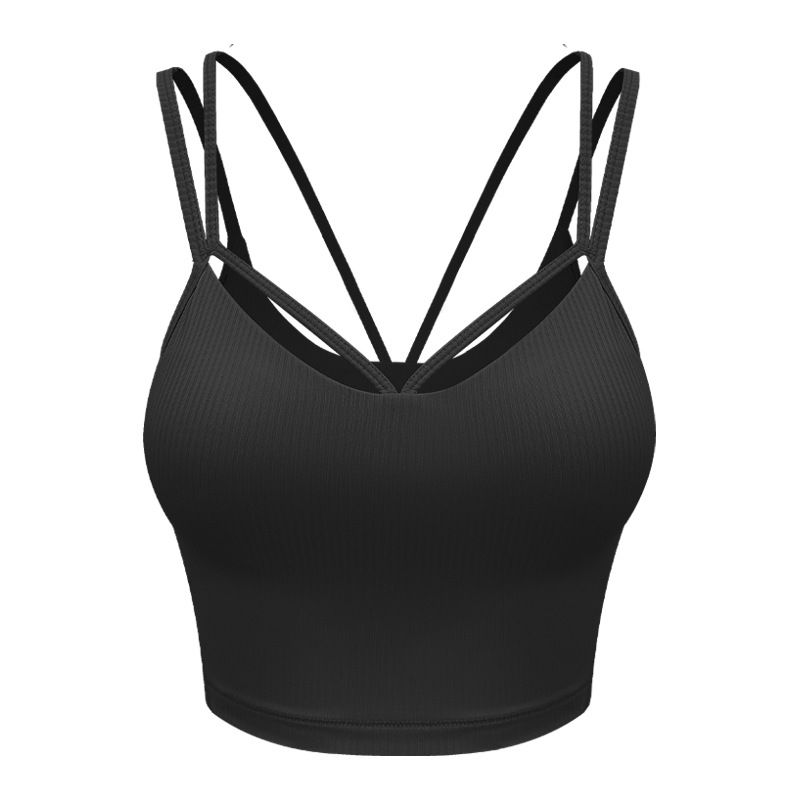 

Foreign Trade New Sense Sports Underwear Women Shockproof Fitness Vest Pilates Integrated Bra Sling Yoga Clothes Top Black Bra XL