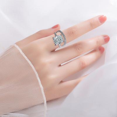 2 Pcs/Set Couple Ring Set Geometric Cubic Zirconia Wedding Bridal Matching Ring Electroplated