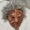 Maschera da vecchio realistica, capelli bianchi, maschera in lattice da vecchio rugoso
