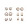 12-teiliges Vintage Set mit geometrischen Ohrsteckern aus Faux-Perlen und Silbernadel - Stilvoller, Hochwertiger Schmuck für Damen