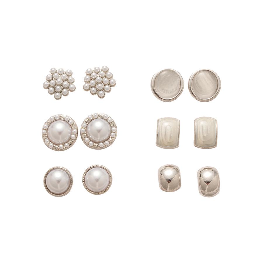 12-teiliges Vintage Set mit geometrischen Ohrsteckern aus Faux-Perlen und Silbernadel - Stilvoller, Hochwertiger Schmuck für Damen