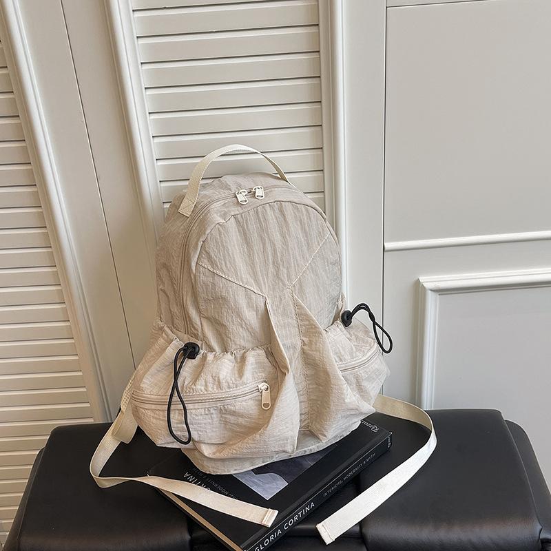 Japan and South Korea Leisure Travel Girls' Pleated Backpack New Lightweight and Fashionable Large Capacity Drawstring Backpack Student School Bag