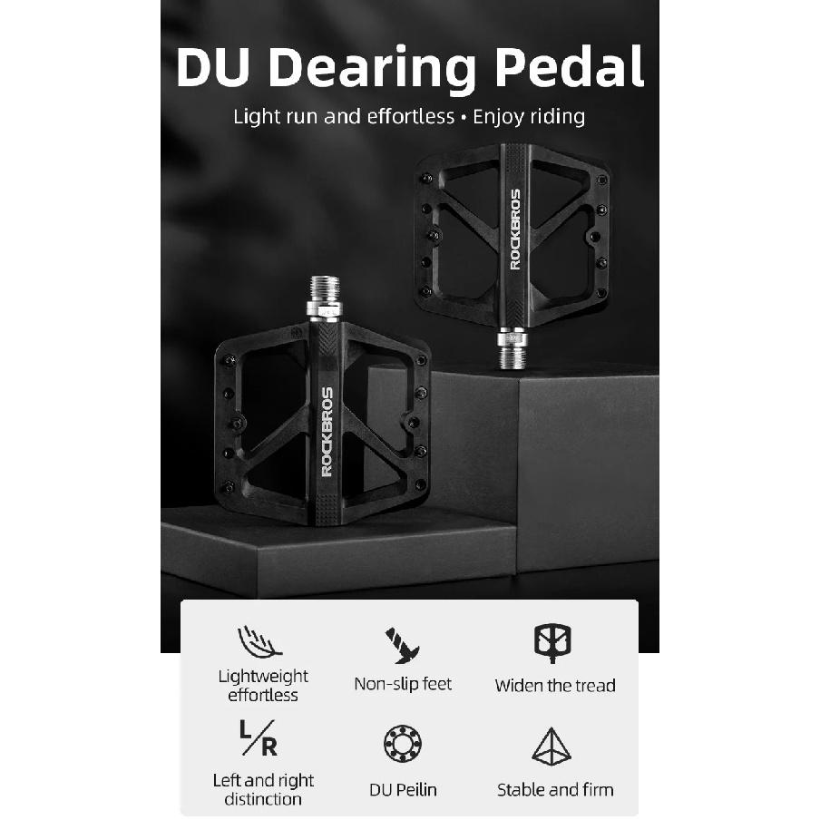 ROCKBROS Bike Pedals Nylon DU Bearing Ultra-light Mountain Non-Slip Bicycle Pedals Big Foot Road MTB Pedals Cycling Accessories