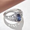 1Pc Vintage Geometric Shiny Zircon Ladies Ring Fashion Blue Zircon Jewelry Engagement Ring For Brides Wedding Ring Party Gifts