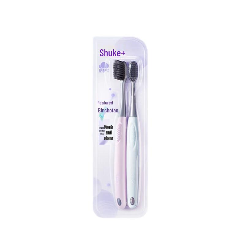 Shuke Bamboo Charcoal Soft Bristle Toothbrush 2-Pack
