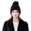 Knitted Twisted Hairball Hat Women's Outdoor Winter New Acrylic Flanged Wool Hat Warm Hat