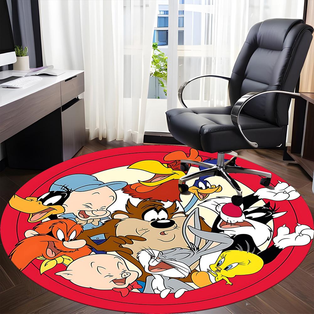 1pc Looney Tunes Office Round Area Rug, Under Office Chairs Bedroom Living Room Home Decor, Room Decoa1016157