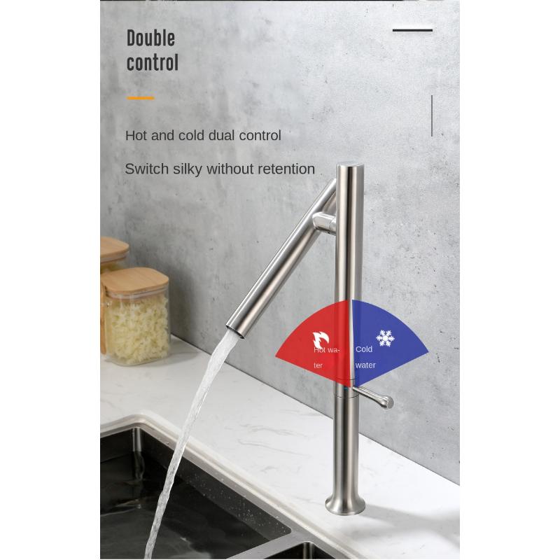 Stainless Steel Kitchen Faucet Cold and Hot Dual Control Brushed Vegetable Basin Faucet Mixer Tap