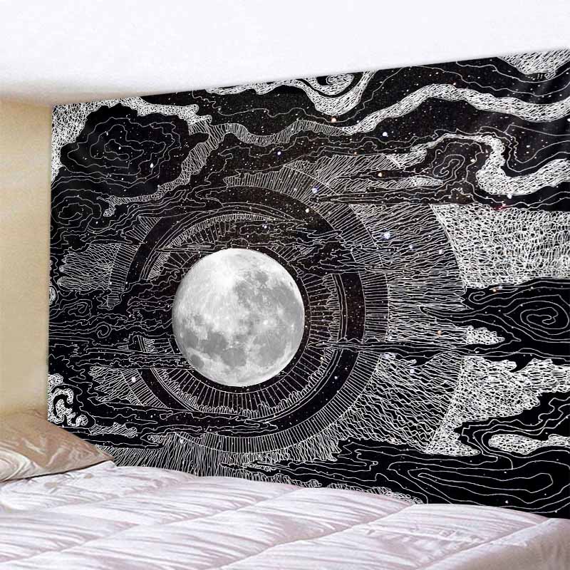 Sonne und Mond Traumplanet Wandteppich Wandbehang Böhmische Mandala Psychedelische Hippie-Ästhetik Heim Zimmer Wanddekoration