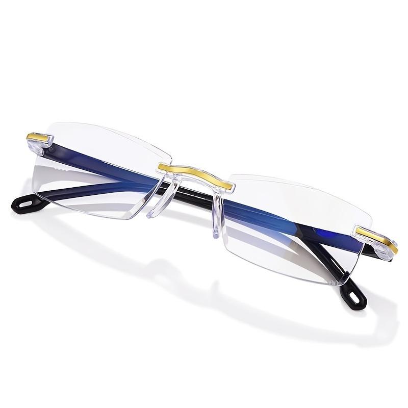 

Rectangle Rimless Reading Glasses for Men and Women PC Frame Material Lightweight with Clear PC Lenses for Reading 2.0