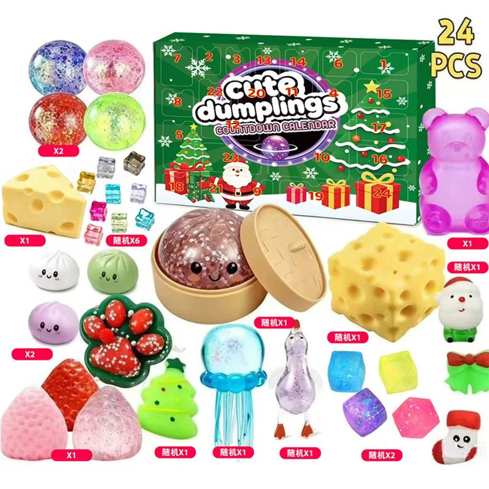 Christmas Squishy Advent Calendar , Fidget Countdown Calendar Surprises Sensory Fidget for Adult Christmas Party Favors Gift