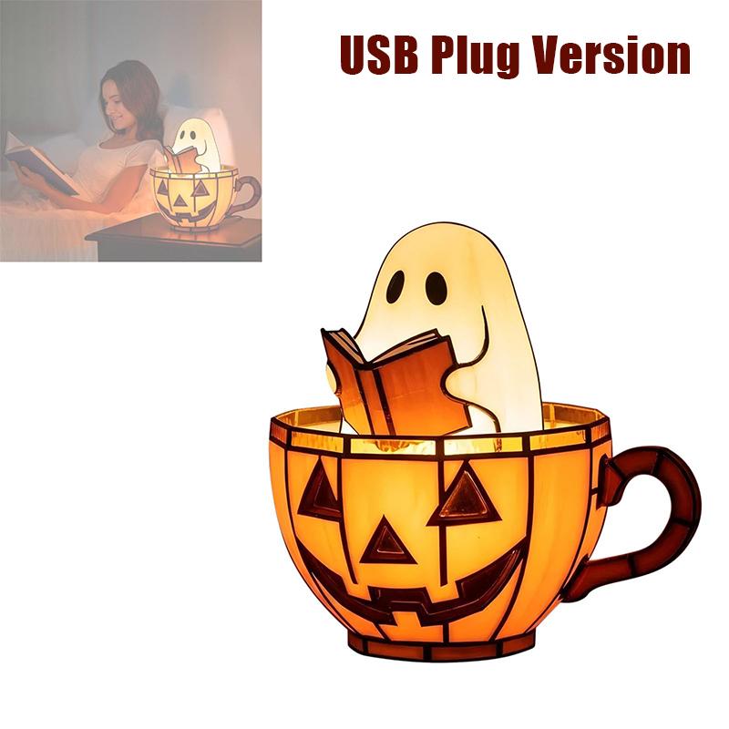 Ghost Reading Book Lamp Handmade Halloween Ghosts Night Light Up Adorable Reading Led Light For Decor Ghosts Flickering