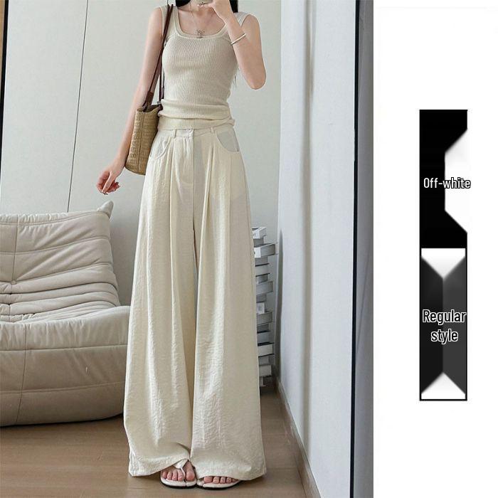 Soft and Chewy Yamamoto Summer Women s Loose Wide-Leg Pants - White 4XL