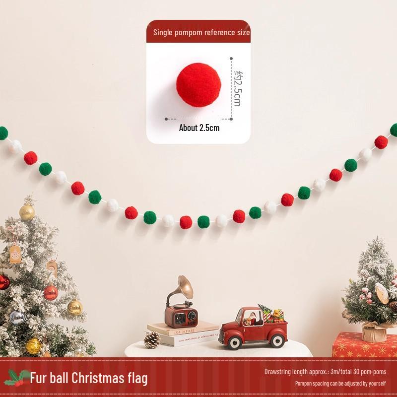 Christmas Tree Hanging Ornaments & Festive Decorations with Atmosphere Lights & Pull Flowers