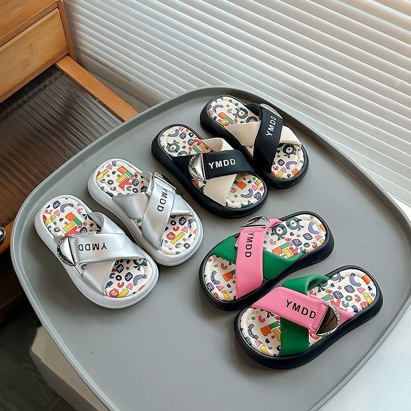 Fashion Child Slippers Simple Girls' Shoes Retro Girls' Slipper Soft Soled Beach Shoes Anti Slip Outdoor Slippers